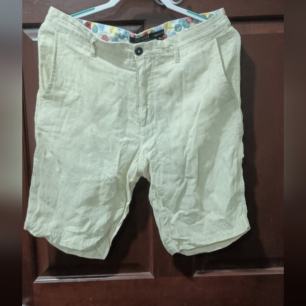 Ganesh Men's Light Tan Flat Front Shorts